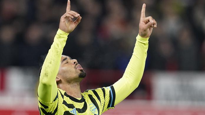 Gabriel Jesus z Arsenalu slaví gól do sítě Nottinghamu