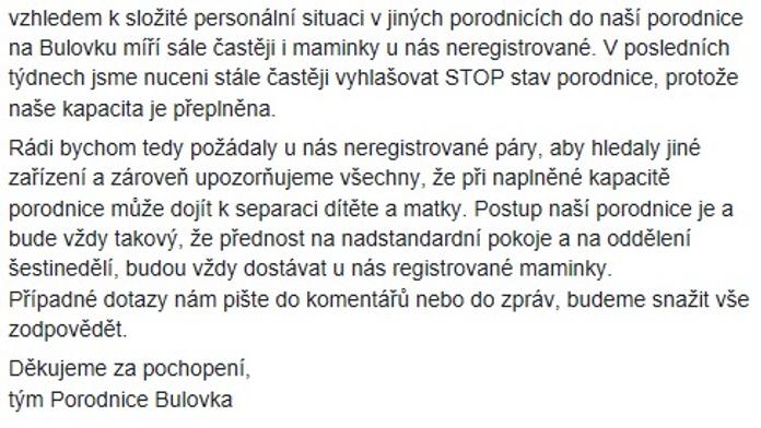 Pražské porodnice mají plnou kapacitu. Vyhlašují stop stav
