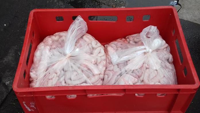 Zásah v pražské tržnici: 210 kilo zkažených vepřových vnitřností!
