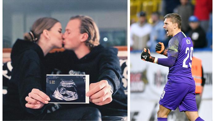 Brankář Heča chytal po porodu, Barák se pochlubil fotkou z ultrazvuku
