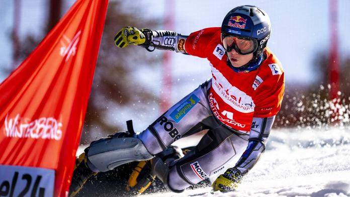 Ester Ledecká na závodech světového poháru v alpském snowboardingu ve Winterbergu