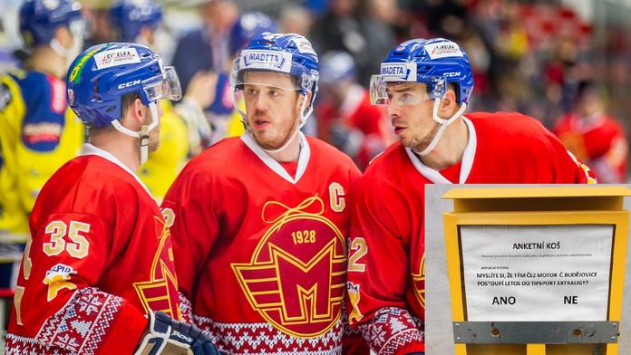 Lidé hlasují, zda Motor postoupí do extraligy. Používají k tomu nedopalky
