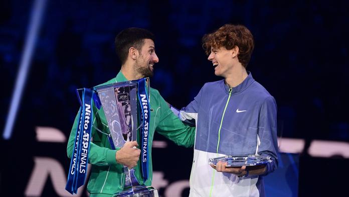 Novak Djokovič a Jannik Sinner po Turnaji mistrů