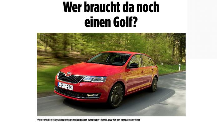 Takovou reklamu v německém bulváru aby Škoda platila zlatem