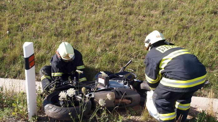 Motorkáři (25) vběhl do cesty osel a kůň. Z leknutí havaroval