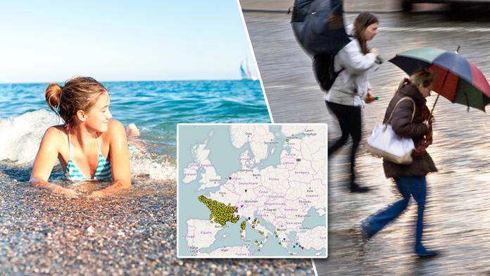 Na jihu Evropy už se koupou v moři! Počasí šílí, MAPA EXTRÉMŮ