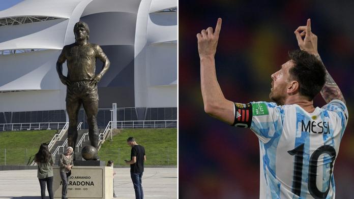 Messi odhalil sochu Maradony. Bude tu vždy s námi, prohlásil dojatě