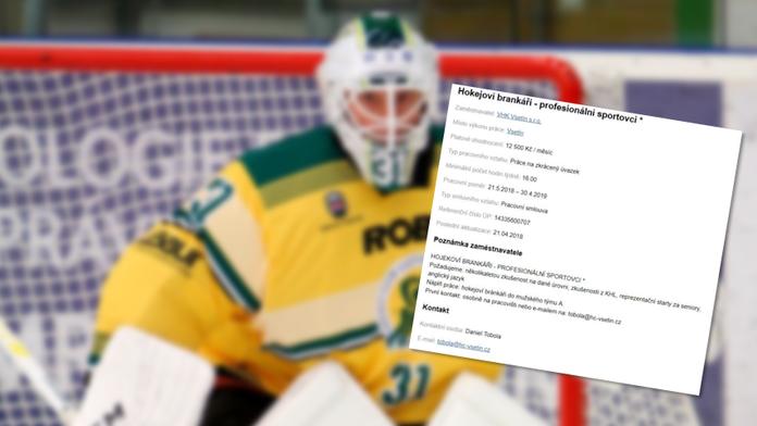 Vsetín hledal gólmana přes inzerát a "zaměstnance" už našel, v cizině