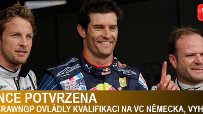 Dominance Red Bullu a BrawnGP potvrzena, kvalifikaci vyhrál Webber