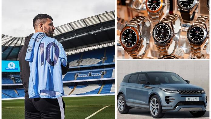 Ilustrační foto: Sergio Aguero, luxusní hodinky a automobil