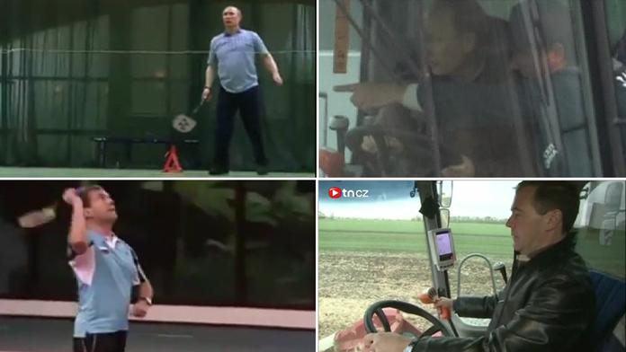 Všestranní Putin a Medveděv: Badmintonisté nebo traktoristi? VIDEA