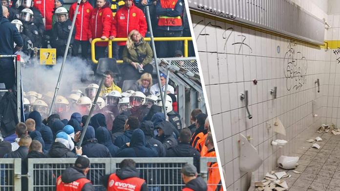 Chuligáni v Dortmundu mlátili policisty tyčemi a zničili záchody!