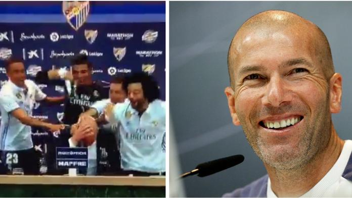 Zidanovi teklo po pleši šampaňské! Hráči Realu řádili na tiskovce
