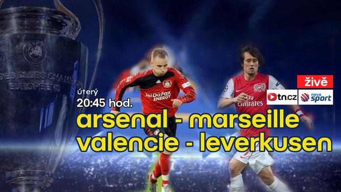 LIGA MISTRŮ ŽIVĚ: Sledovali jste zápasy Arsenal – Marseille a Valencie - Leverkusen