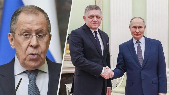 Sergej Lavrov, Robert Fico a Vladimir Putin