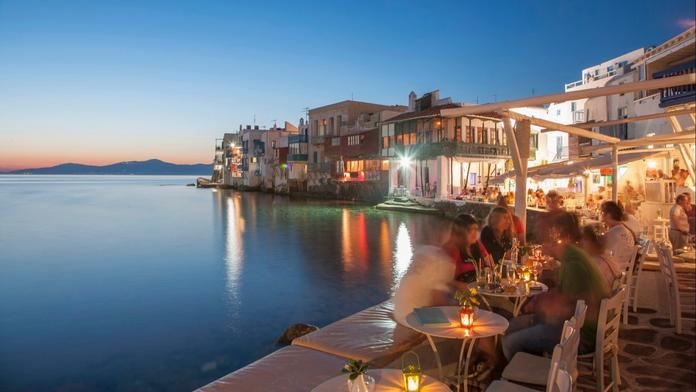 Restaurace na řeckém ostrově Mykonos