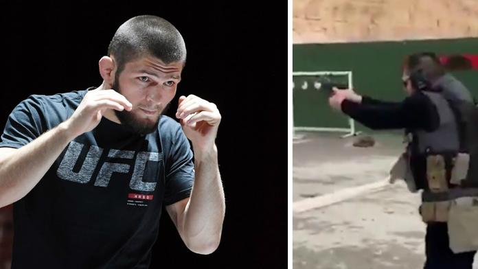 Khabib zápasit nemůže, ale se zbraní v ruce trénuje jako o život!