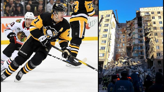 Malkin přispěl na oběti neštěstí, poctu vzdal i nápisem na bruslích