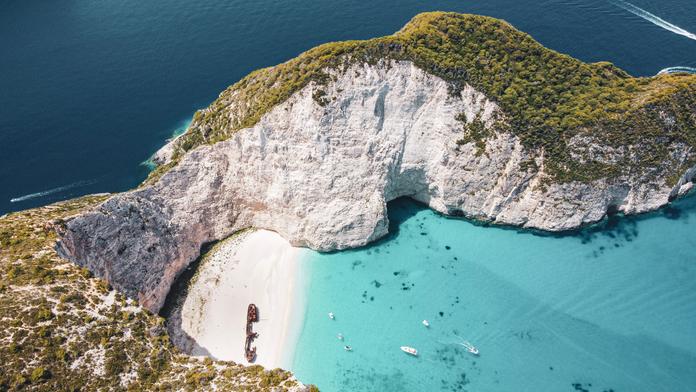 Pláž na řeckém ostrově Zakynthos