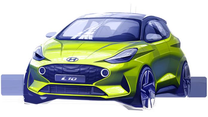 Hyundai přitvrzuje. Nová generace i10 vypadá na první skice drsně