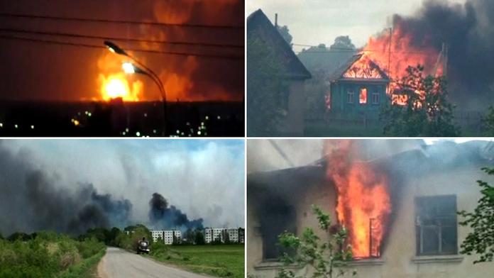 APOKALYPSA! EXPLOZE VE SKLADU MUNICE! Vybuchují granáty a rakety
