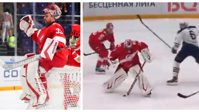 Parádička slovenského brankáře v KHL: Vyjel z brány a udělal kličku