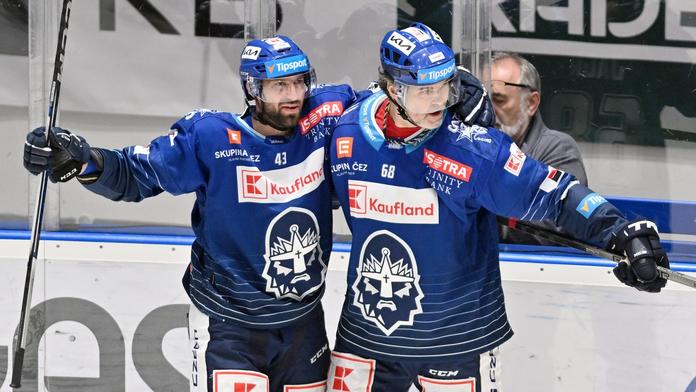 Jaromír Jágr a Antonín Melka se radují