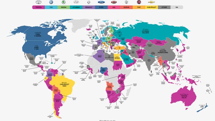 MAPA: Nejoblíběnější auta všech zemí světa. Oktávka překvapila