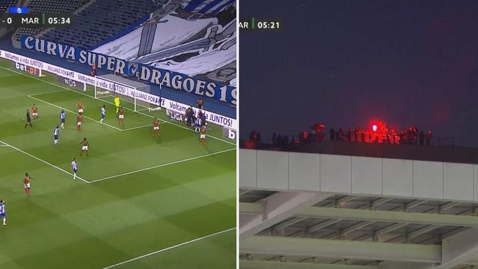 Kdepak štafle, fanoušci vylezli na střechu a zapálili bengálské ohně