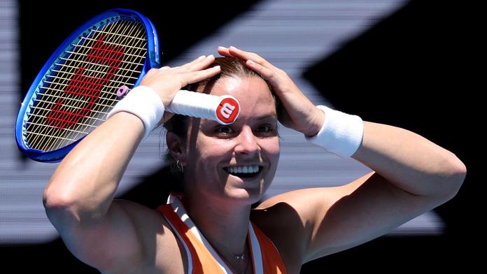Maria Sakkariová nemůže uvěřit úderu, který zahrála