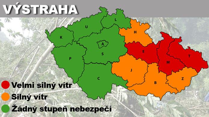 POZOR: Hrozí silný vítr, místy orkán