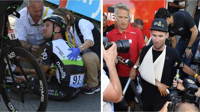 Cavendish má zlomenou lopatku, Saganova stáj podala protest