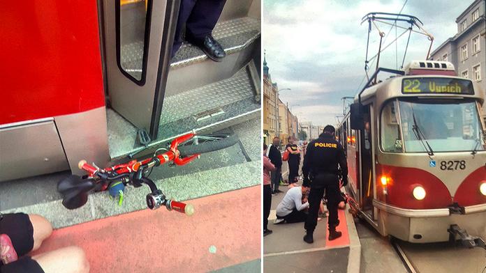 Chlapec na odrážedle spadl pod tramvaj! Museli ho vyprostit