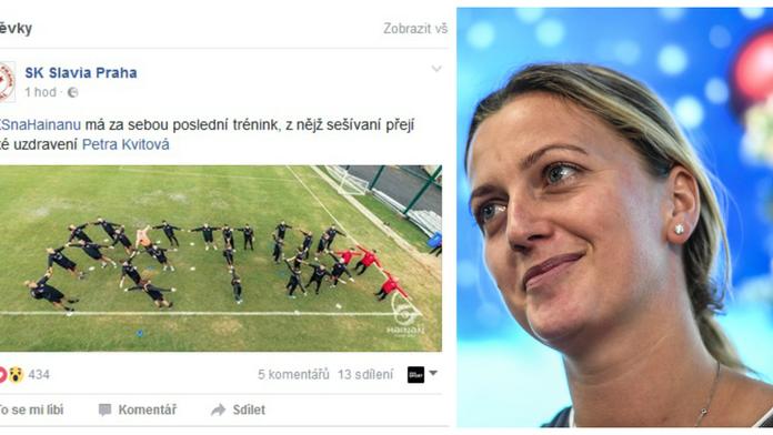 Fotbalisté Slavie poslali Petře Kvitové z Číny dojemný vzkaz!