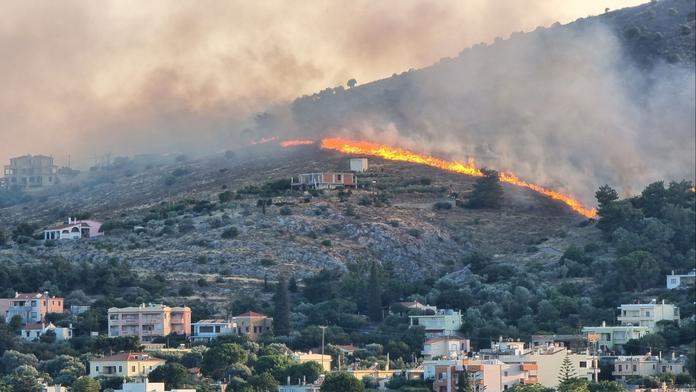 Požár v Řecku, 22. 6. 2025, ostrov Chios