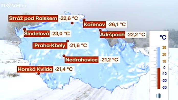 Rekordní mráz v Česku! Na Jizerce -31,4 stupňů