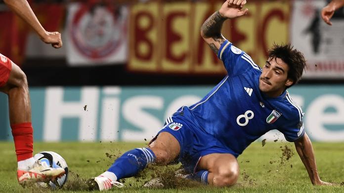 Sandro Tonali během zápasu italské reprezentace