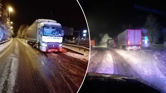 Ve sněhu a tmě někteří kamioňáci parkují na dálnici! Policii neunikli