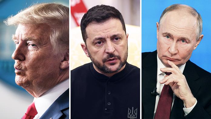 Donald Trump, Volodymyr Zelenskyj a Vladimir Putin