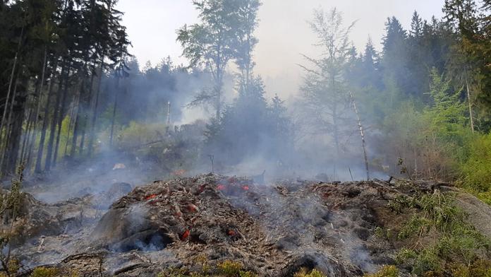 Na Tanvaldském Špičáku hořel les. Nepřístupný terén hasil vrtulník