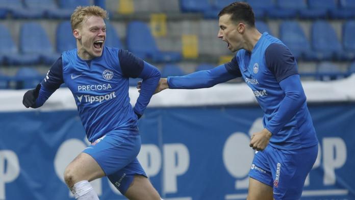 Liberečtí fotbalisté Jan Žambůrek (vlevo) a Ľubomír Tupta