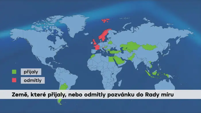 Země, které přijaly, nebo odmítly pozvánku do Rady míru