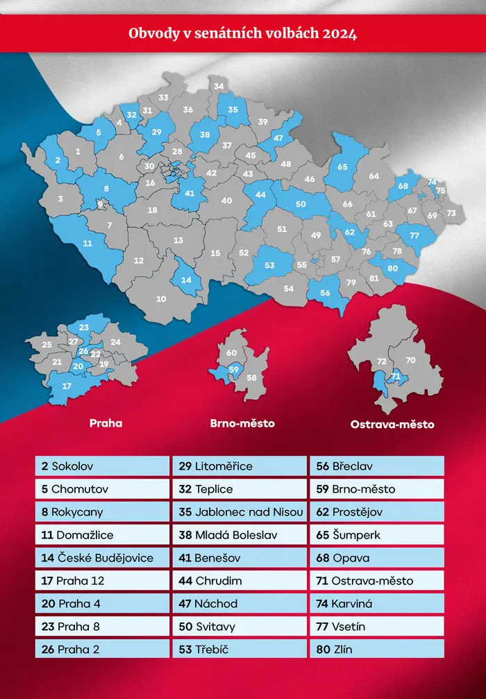 Obvody v senátních volbách 2024