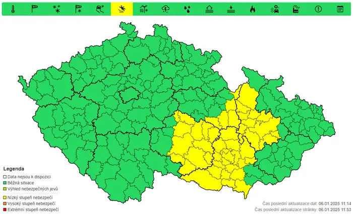 Výstraha před ledovkou, 7. 1.
