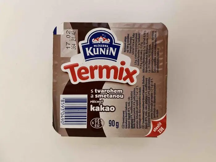 Výrobek Termix s tvarohem a smetanou příchuť kakao