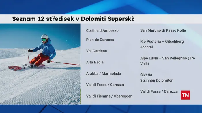 Seznam 12 středisek v Dolomiti Superski