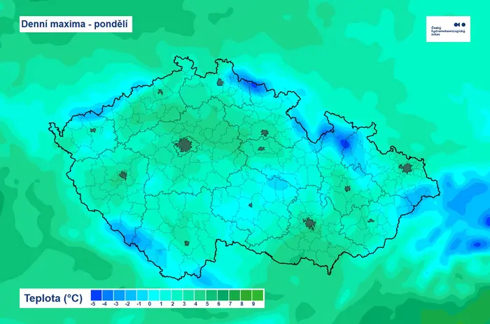 Denní maxima – pondělí 17. 3. 2025