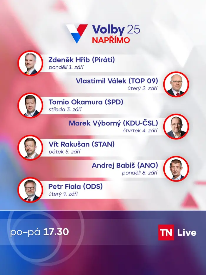 Rozpis bilančních rozhovorů v pořadu Napřímo na TN Live