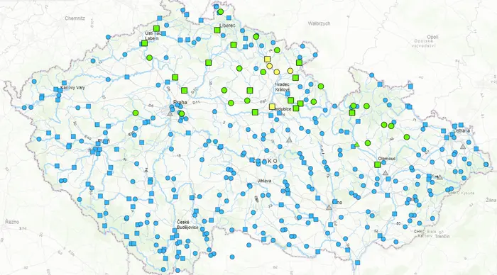 Povodňové stupně 12. 2. 2024