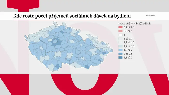 Sociálně vyloučené lokality mapa modrá